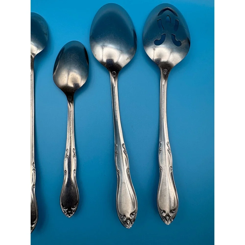 Oneida Simeon L George H Rogers Homestead Stainless Flatware 6 Pc Serving Silver